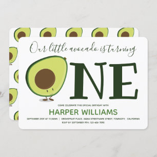 Invitación Comida Un aguacate lindo Primer cumpleaños