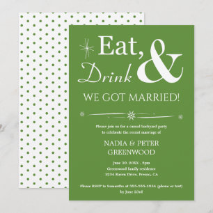 Invitación Comida verde Bebida Nos casamos Fiesta de fuga
