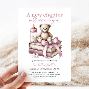 Invitación Comienza el nuevo capítulo del oso Chica rosa Baby