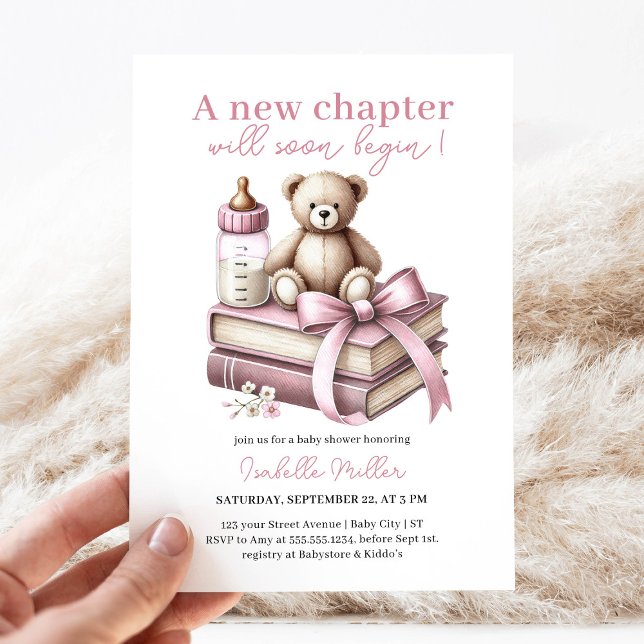 Invitación Comienza el nuevo capítulo del oso Chica rosa Baby (Subido por el creador)