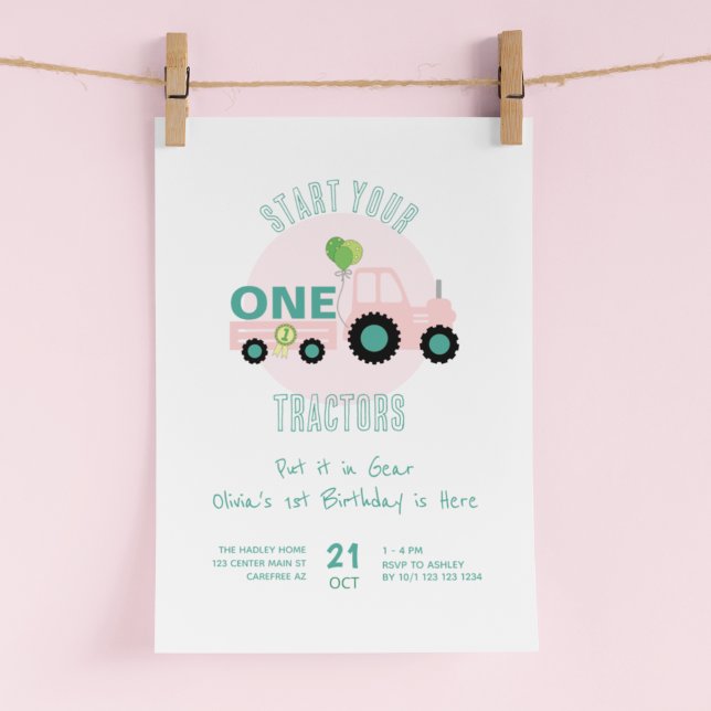 Invitación Comienza el primer cumpleaños de tus tractores ros (Subido por el creador)