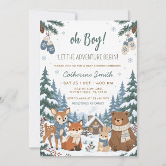 Invitación Comienza la aventura Animales del bosque Baby Show