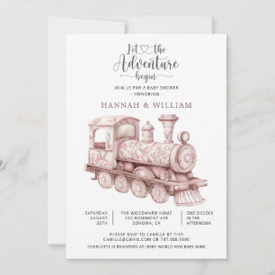 Invitación Comienza la Aventura Baño de Bebe de Tren Shower