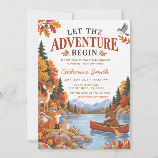 Invitación Comienza la aventura Bosque Baby Shower de temátic
