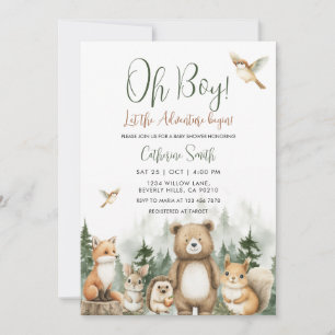 Invitación Comienza la aventura Bosque Ducha para bebé