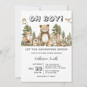 Invitación Comienza la aventura Bosque Fiesta de Bebé
