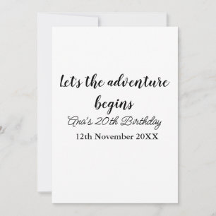 Invitación comienza la aventura cumpleaños 20 añade nombre d