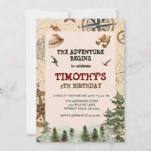 Invitación  Comienza La Aventura Cumpleaños Niño Explorador 