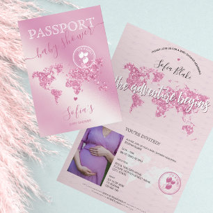 Invitación Comienza la aventura de Baby Shower Chica de viaje