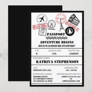 Invitación Comienza la aventura de cumpleaños de Airline Boar