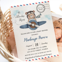 Invitación Comienza la aventura del avión del oso lindo Cumpl