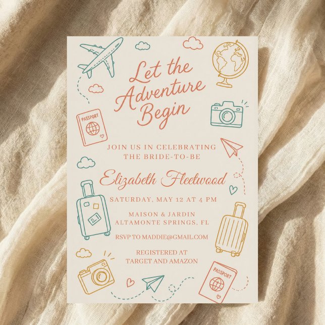 Invitación Comienza la aventura Despedida de soltera dibujada (Subido por el creador)