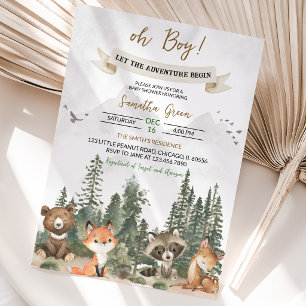 Invitación Comienza la aventura Fiesta de Baby Shower en el b