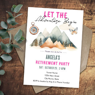 Invitación Comienza la aventura Fiesta de jubilación