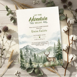 Invitación Comienza La Aventura Montaña Bosque