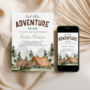 Invitación Comienza la Aventura Oso bebé Niño Shower