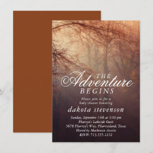 Invitación Comienza la aventura rústica   Baby Shower foresta