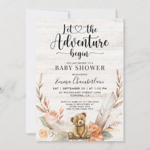Invitación Comienza la aventura rústica de la ducha Baby Show