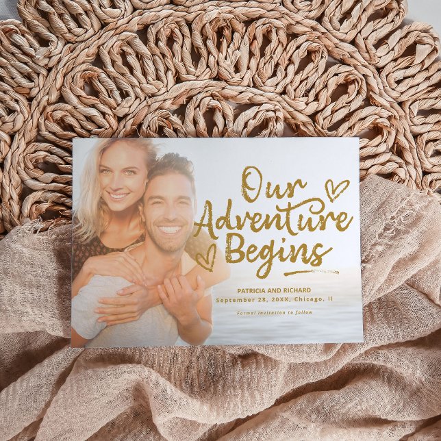 Invitación Comienza Nuestra Aventura Foto de Boda Save the Da (Subido por el creador)