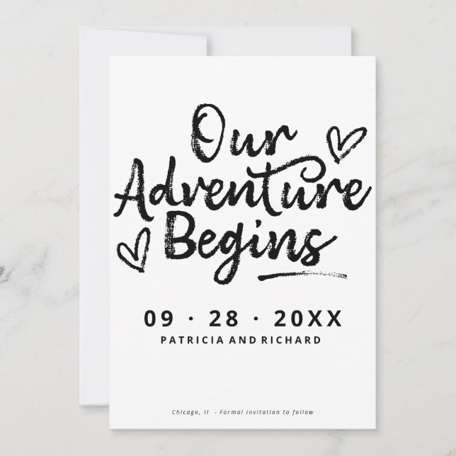 Invitación Comienza Nuestra Aventura Guarda La Fecha Sin Foto (Anverso)