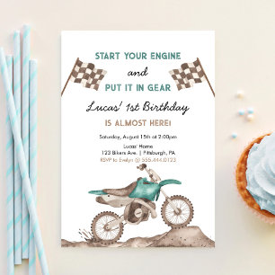 Invitación Comienza Tu Motor Bicicleta De Cross Niño Cumpleañ