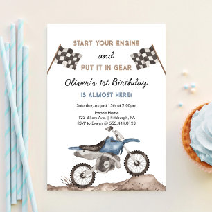 Invitación Comienza Tu Motor Bicicleta De Cross Niño Cumpleañ