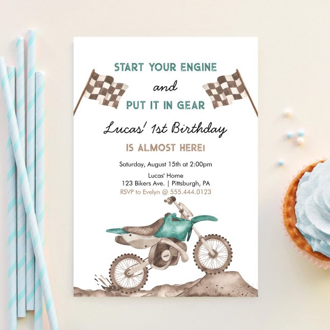 Invitación Comienza Tu Motor Dirt Bike Motocross Cumpleaños N (Subido por el creador)