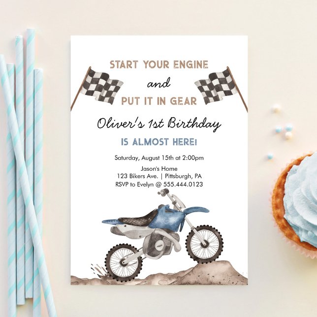 Invitación Comienza Tu Motor Dirt Bike Motocross Cumpleaños N (Subido por el creador)