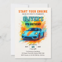 Comienza tus motores Fiesta de cumpleaños acuarela