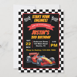 Invitación Comienza Tus Motores Fiesta de Cumpleaños para Niñ