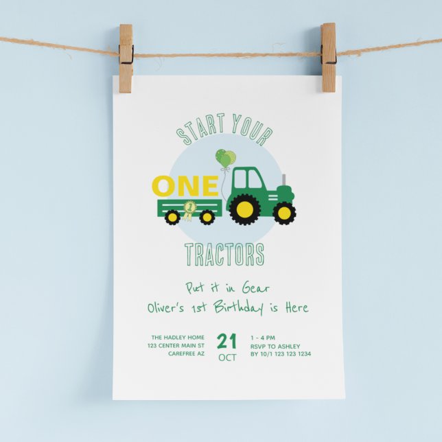 Invitación Comienza tus tractores chico cumpleaños 1 (Subido por el creador)