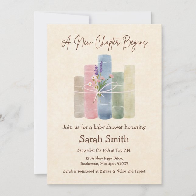 Invitación Comienza un Nuevo Capítulo - Baby Shower (Anverso)