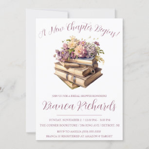 Invitación ¡Comienza Un Nuevo Capítulo! Ducha nupcial floral