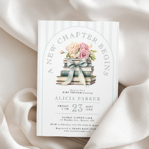 Invitación Comienza un nuevo capítulo floral libro baby showe