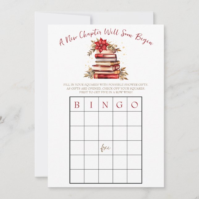 Invitación ¡Comienza Un Nuevo Capítulo! juego BINGO de Baby S (Anverso)