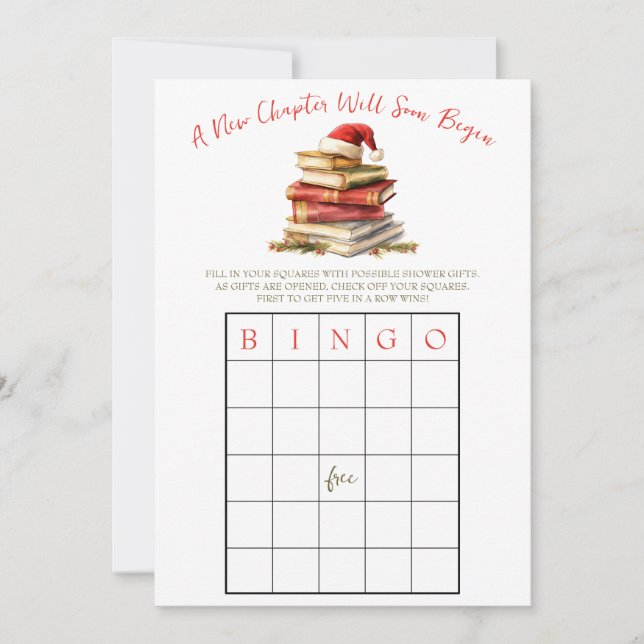 Invitación ¡Comienza Un Nuevo Capítulo! juego BINGO de Baby S (Anverso)