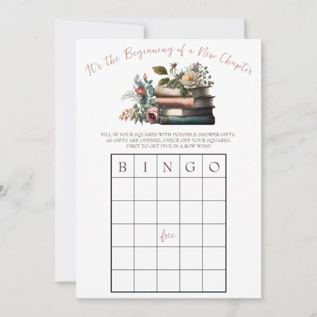 Invitación ¡Comienza Un Nuevo Capítulo! Juego Bridal Shower B (Anverso)