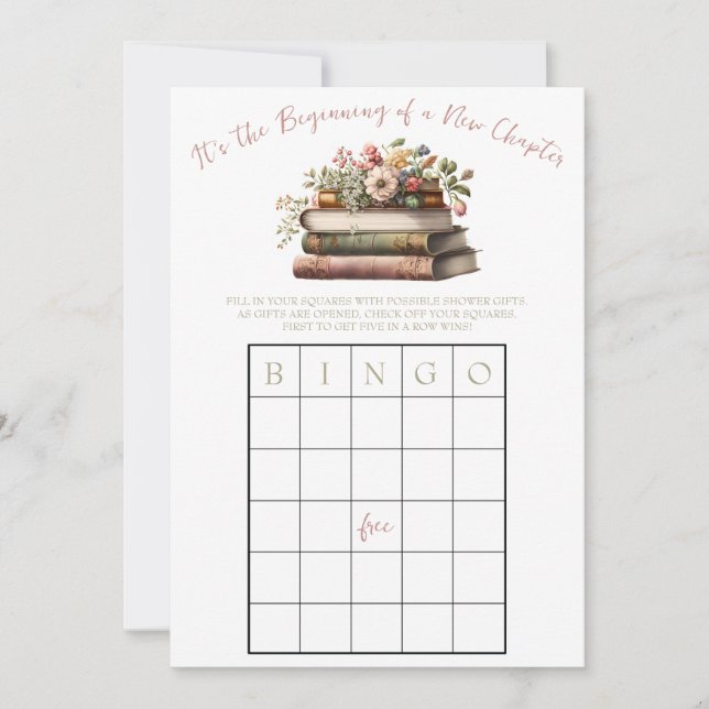 Invitación ¡Comienza Un Nuevo Capítulo! Juego Bridal Shower B (Anverso)