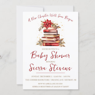 Invitación Comienza un nuevo capítulo, Navidades Tema Baby Sh