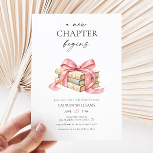 Invitación Comienza un Nuevo Capítulo Regalos de Lazo Rosa Fi