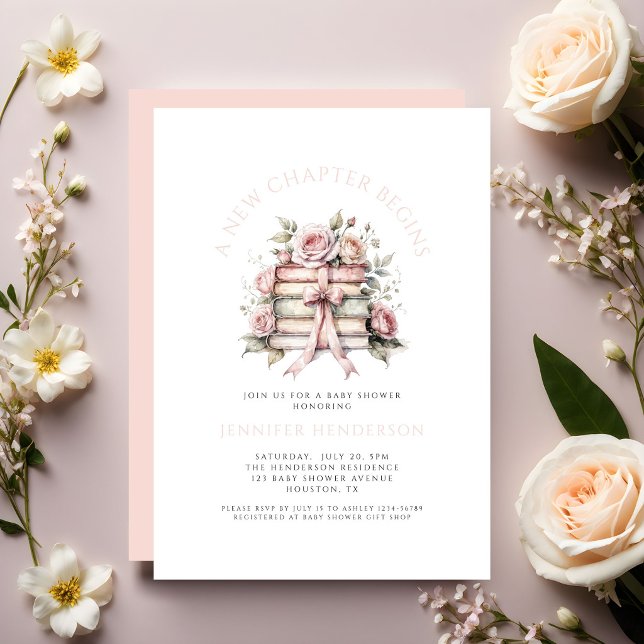 Invitación Comienza un Nuevo Capítulo Shower de Bebé (A New Chapter Begins Baby Shower Invitation)