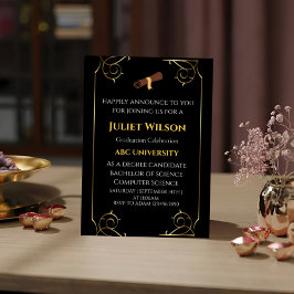 Invitación Comienzo elegante de la universidad negra en negri