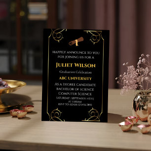 Invitación Comienzo elegante de la universidad negra en negri