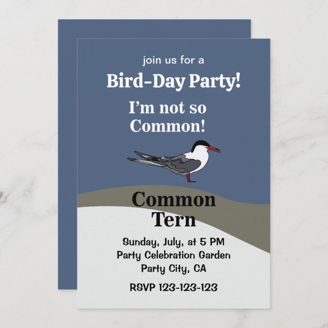 Invitación Common Tern Seabird Funny Birthday Party (Anverso / Reverso)