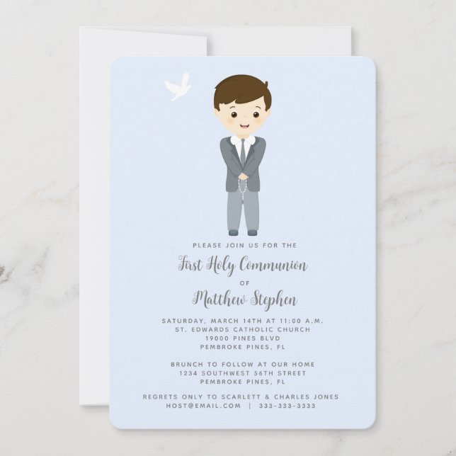 Invitación Communion Dove Boy (Anverso)