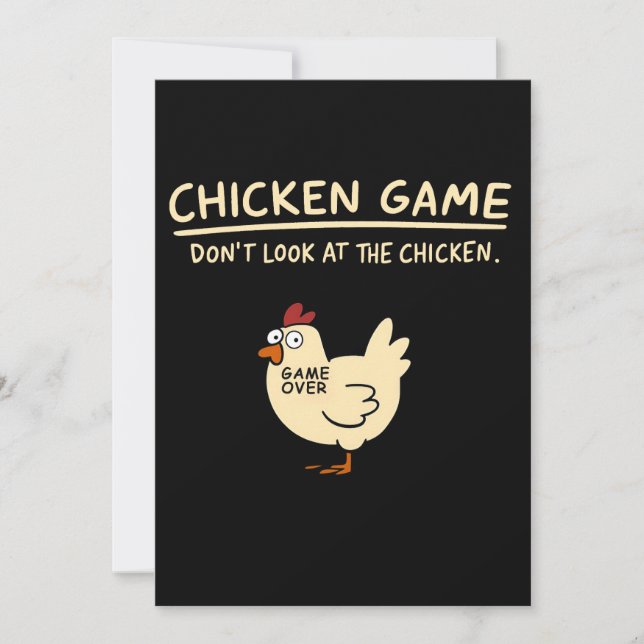Invitación Cómnito juego de pollo | No mires al pollo (Anverso)