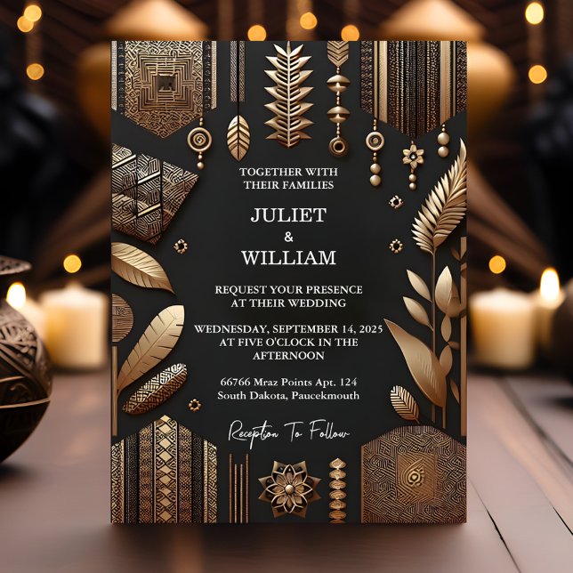 Invitación Como africano Ghana Brown Boda tradicional de Nige (Subido por el creador)