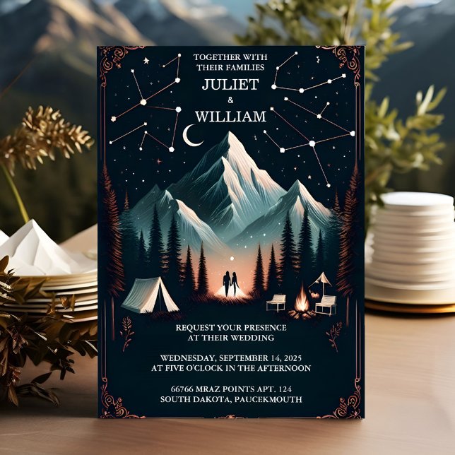 Invitación Como Boda de Camping de Fuego de Madera Forestal d (Subido por el creador)