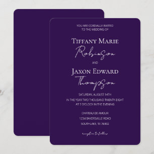 Invitación Como Boda de elegancia Minimalista púrpura de Roya