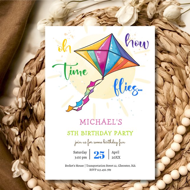 Invitación Cómo el tiempo vuela el cumpleaños de la cometa ac (Subido por el creador)